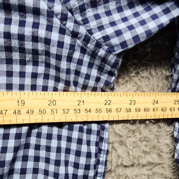 Old Navy Shirt Mens Large Blue Gingham Long Sleeve Button-Up Cotton Blend Casual - Picture 6 of 9